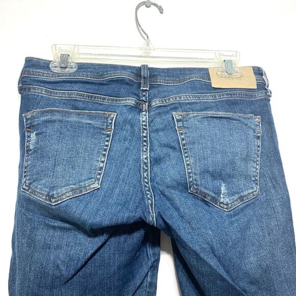 Zara Denim Raw Hem Mid Rise Skinny Medium Wash Blue Jeans Distressed size 6 - Picture 8 of 9